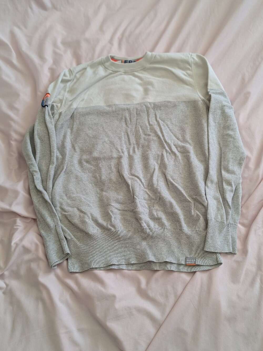 Superdry Gray Colorblock Crewneck Sweater Size M